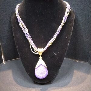 Purple and Gold Pendant Necklace